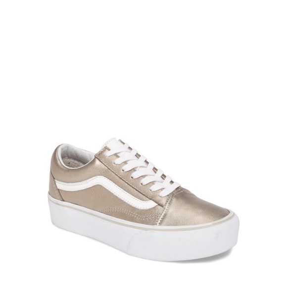 Old Skool Grey Gold Platform Sneakers 
